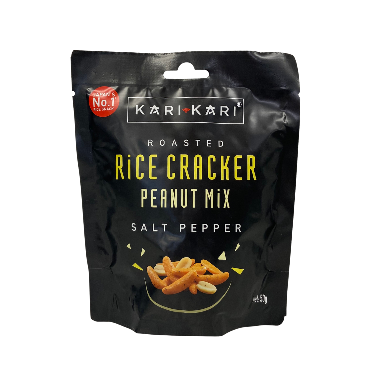 KARI KARI Rice Crackers & Peanuts Salt & Pepper 50g – Japanese Crunchy Snack Mix