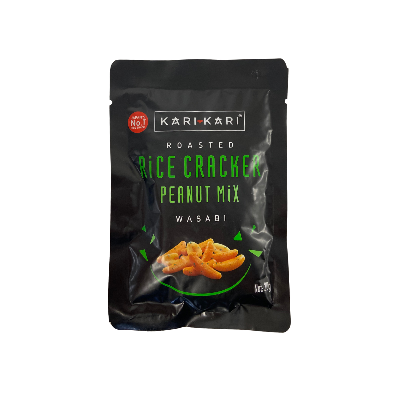 KARI KARI Rice Crackers & Peanuts Wasabi 20g – Japanese Wasabi Snack Mix