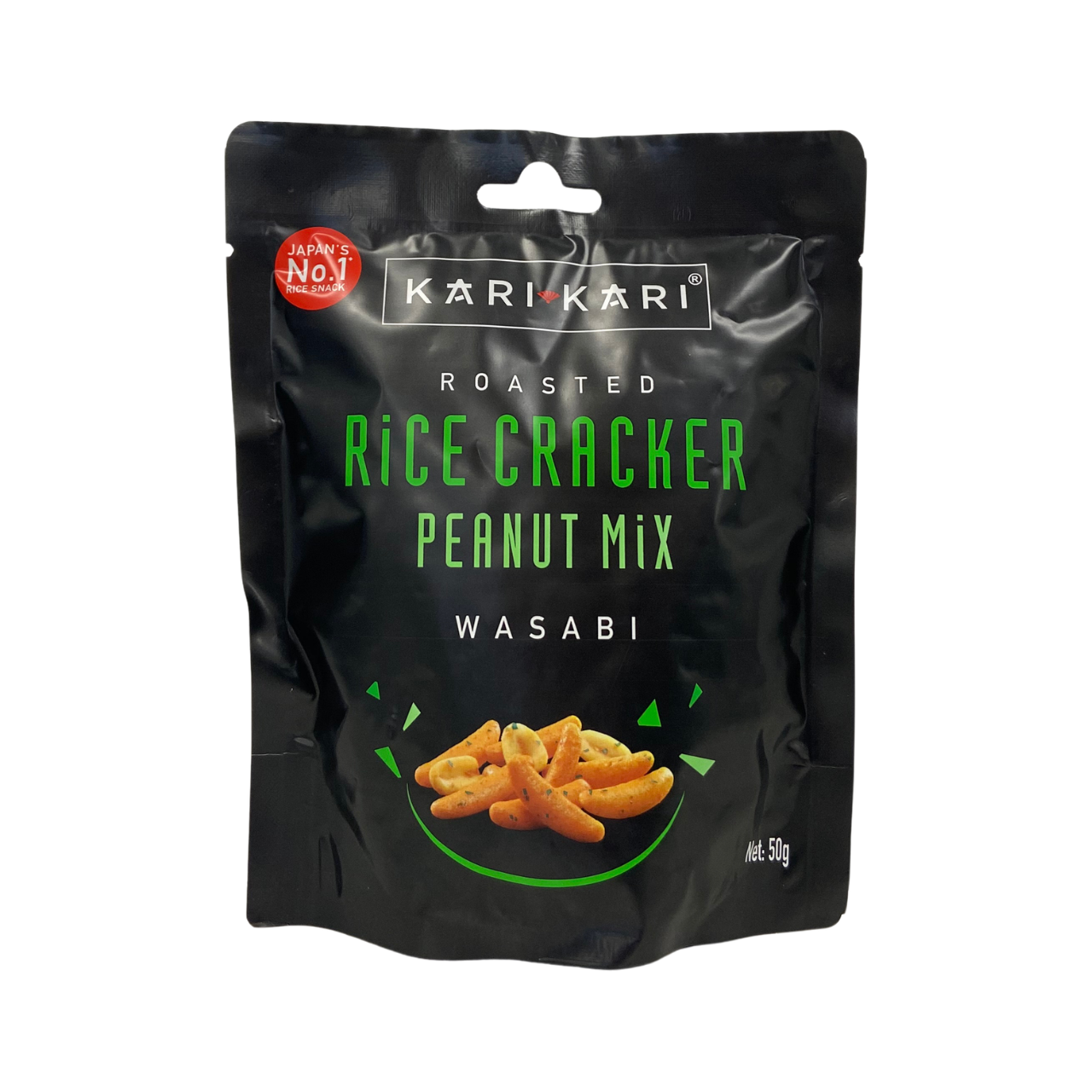 KARI KARI Rice Crackers & Peanuts Wasabi 50g – Japanese Wasabi Snack Mix