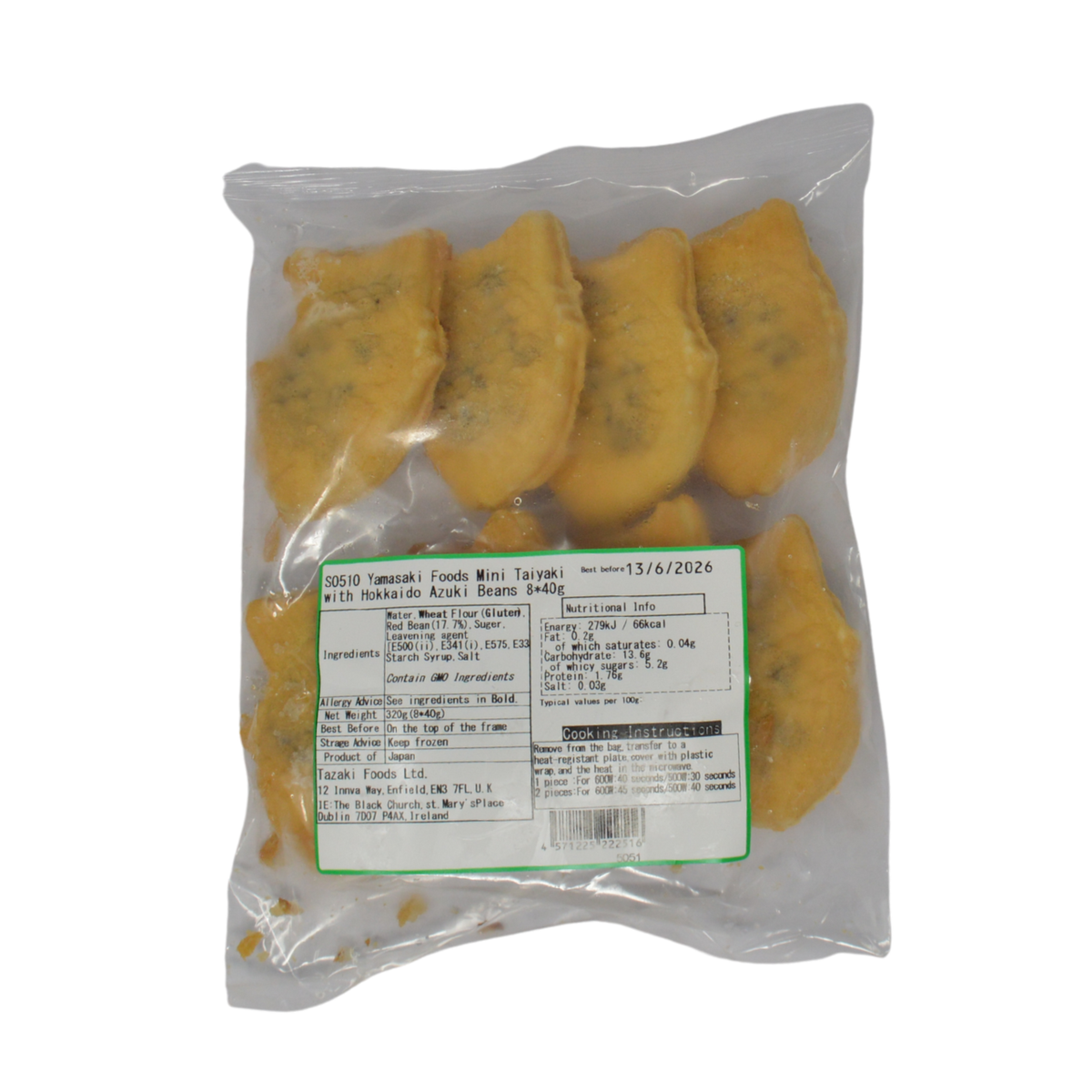 Yamasaki Foods Mini Taiyaki with Hokkaido Azuki Beans 8x40g *Best