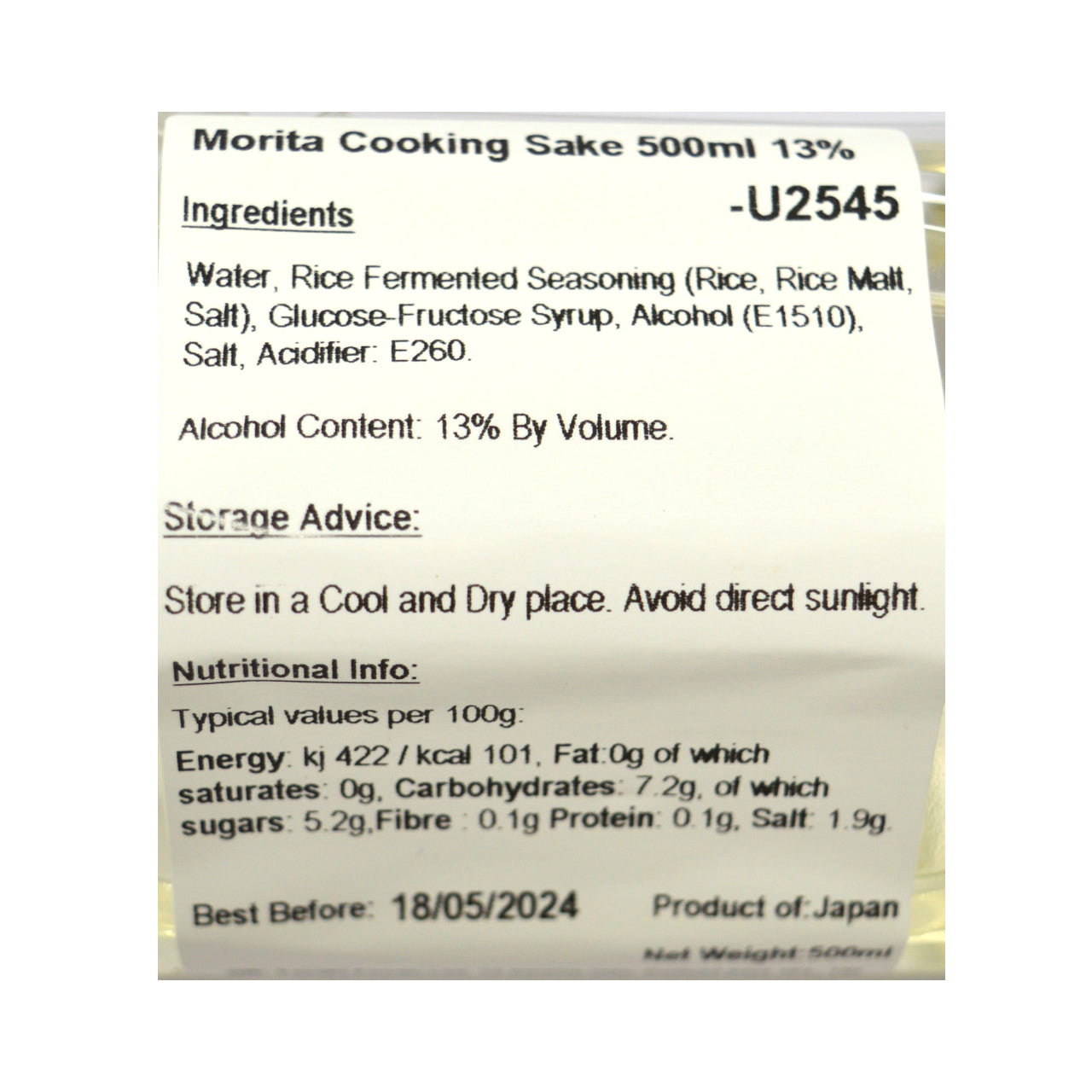 Morita Cooking Sake 500ml 13%