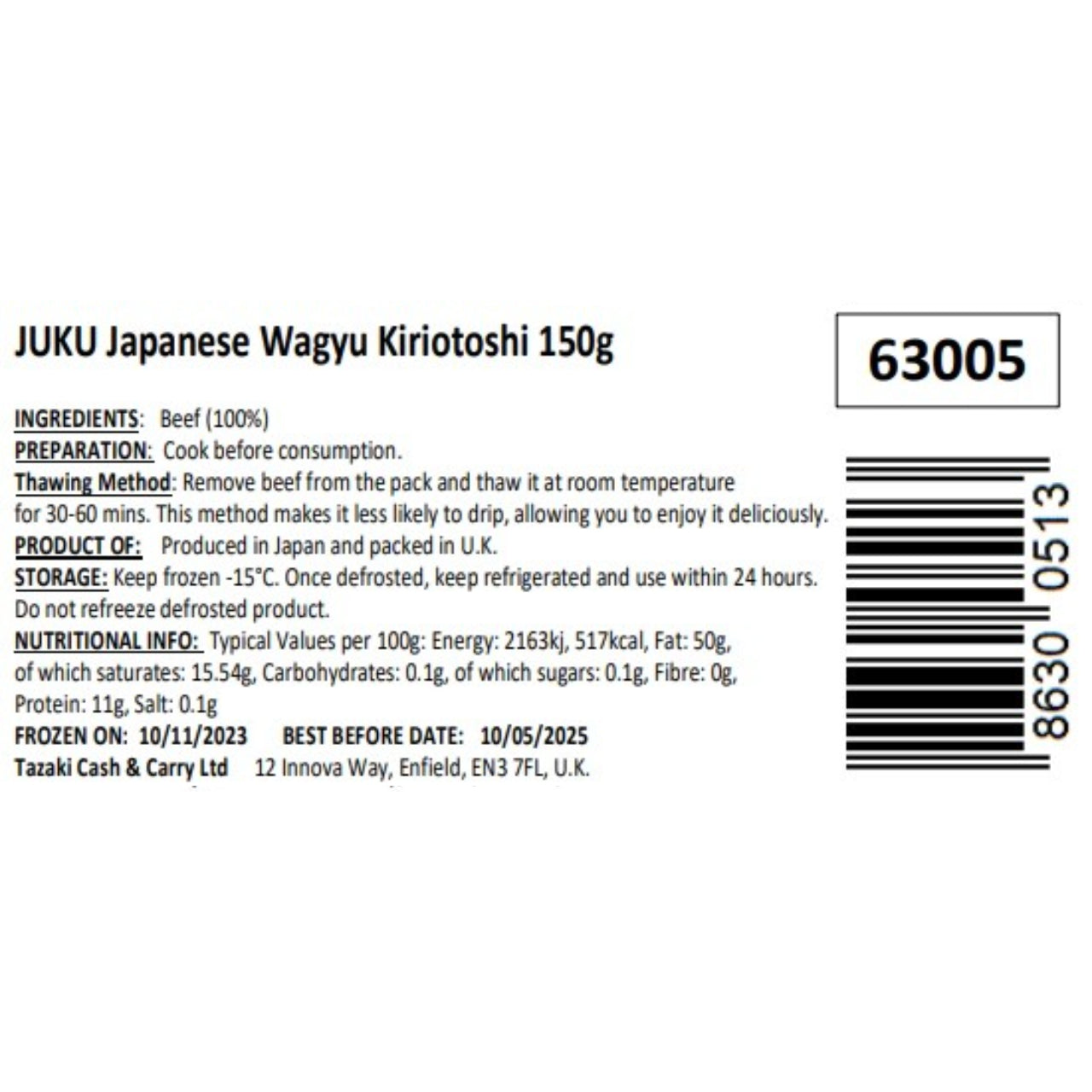 JUKU Japanese Wagyu Kiriotoshi 150g