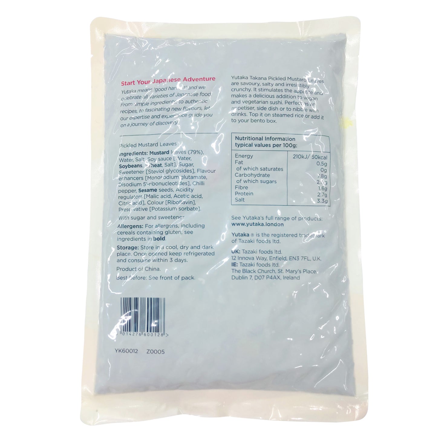 Yutaka Takana Pickled Mustard Leaves 1kg