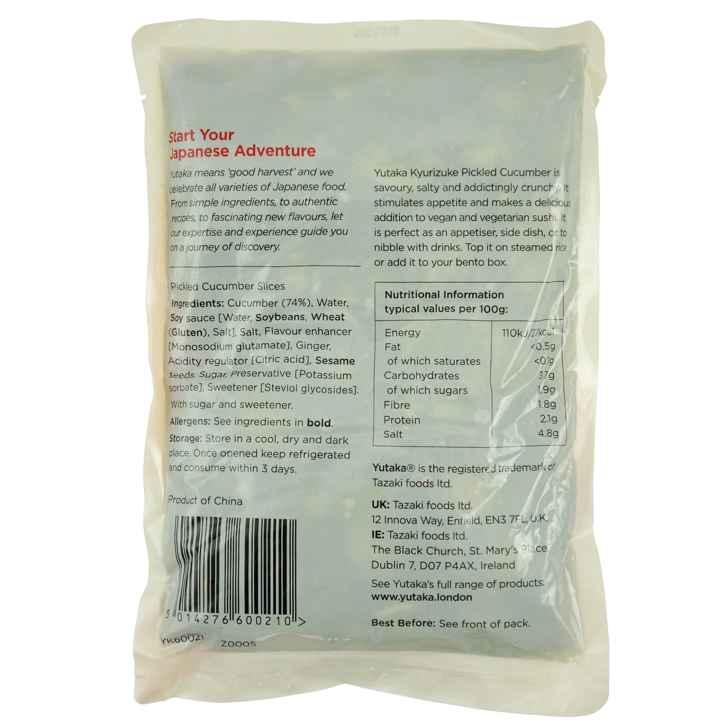 Yutaka Kyurizuke Pickled Cucumber 1kg