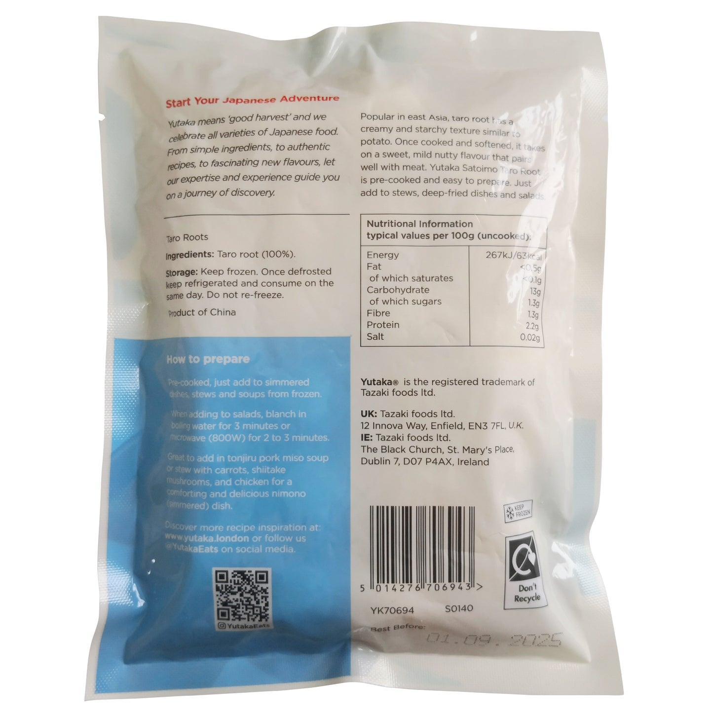 Yutaka Satoimo Taro Root 300g