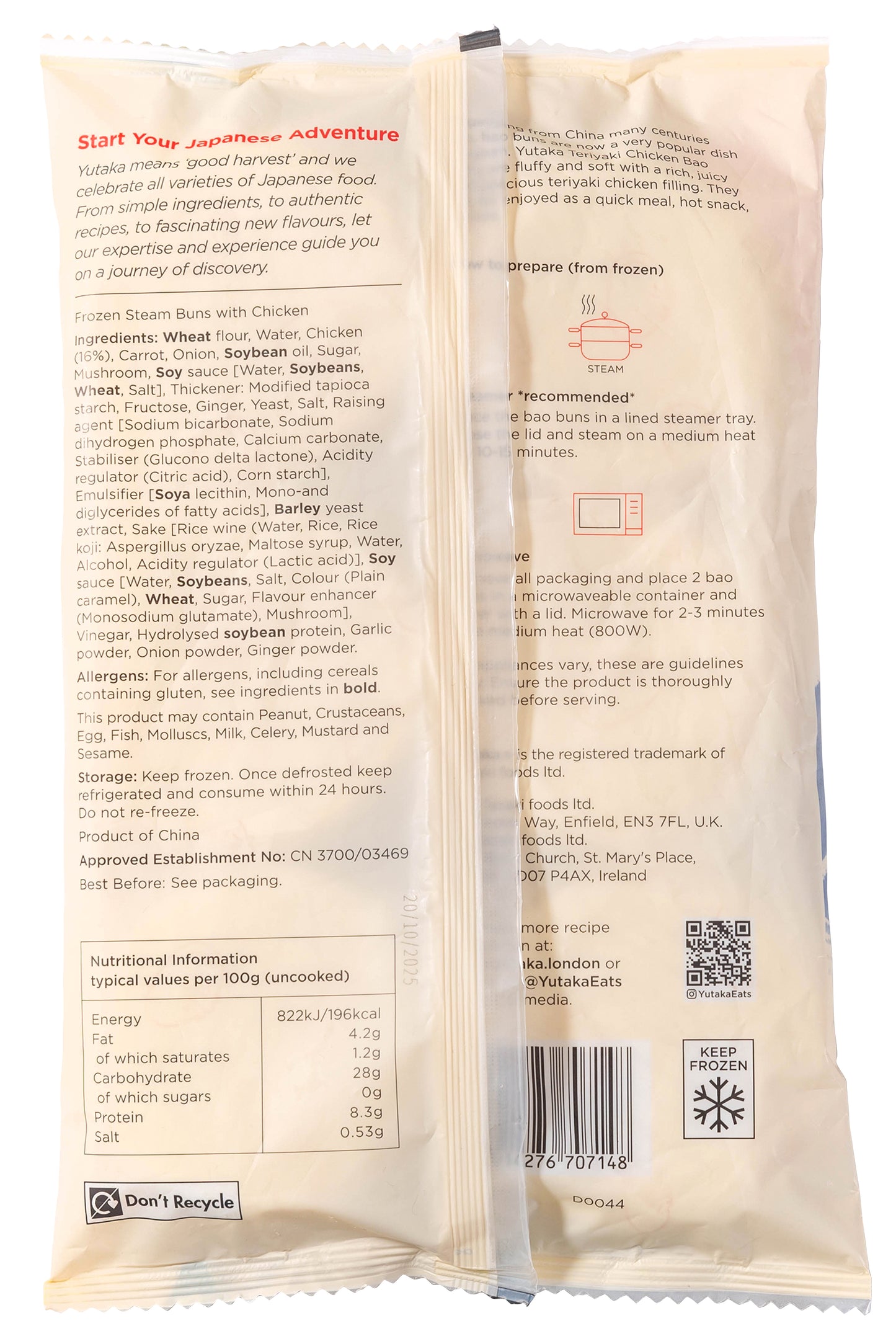 【Buy 1 Get 1 Free】Yutaka Teriyaki Chicken Bao Buns 510g (6pc)