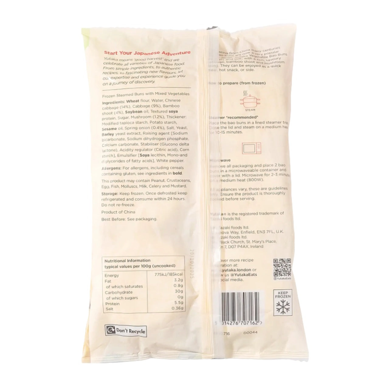 【Buy 1 Get 1 Free】Yutaka Vegetable Bao Buns 510g (6pc)