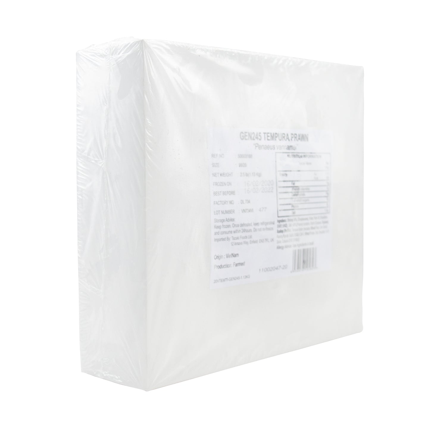 エビの天ぷら 60/40 2.5lb/箱