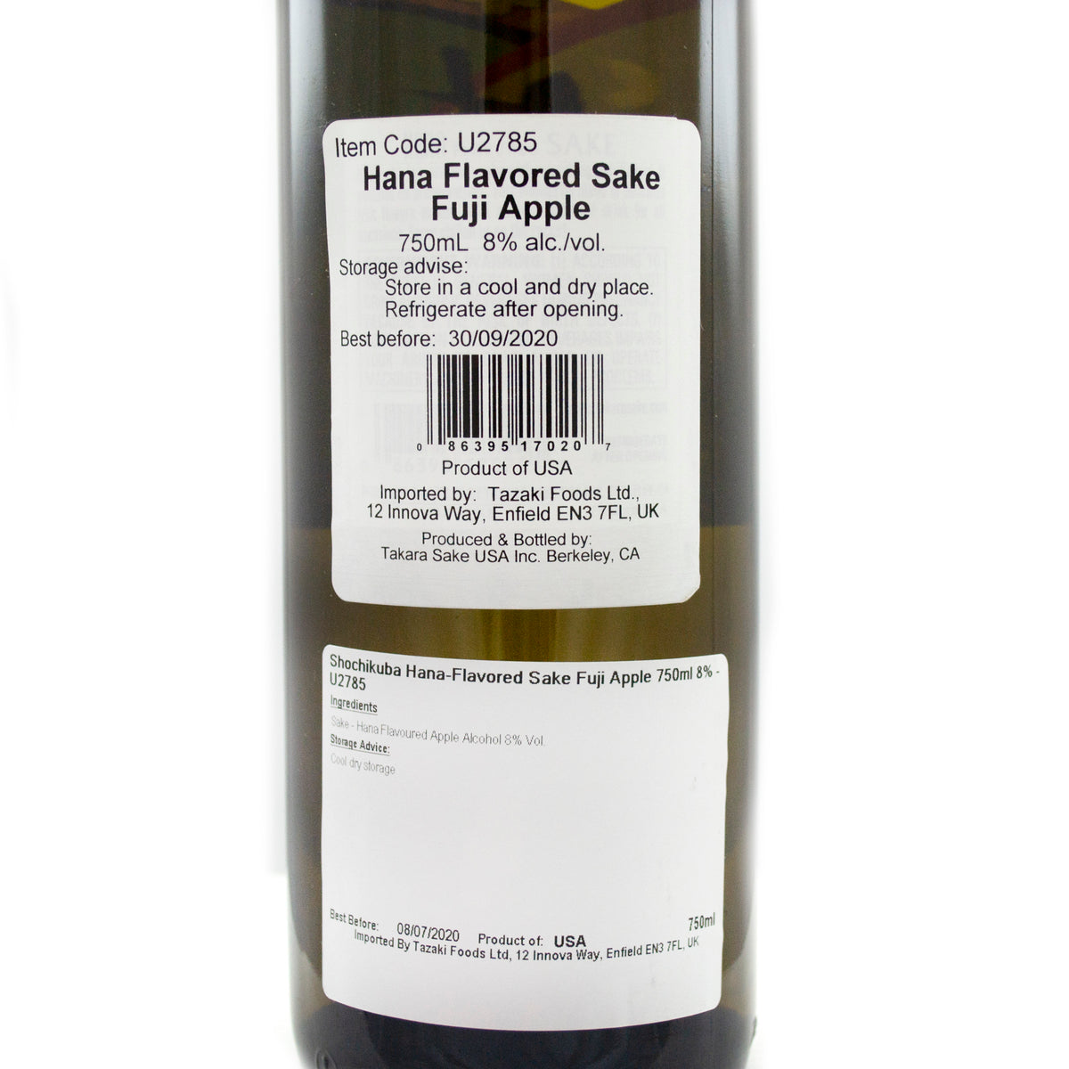 SHOCHIKUBA HANAFLAVORED SAKE FUJI APPLE 750ML 8 Yutaka Shop Online