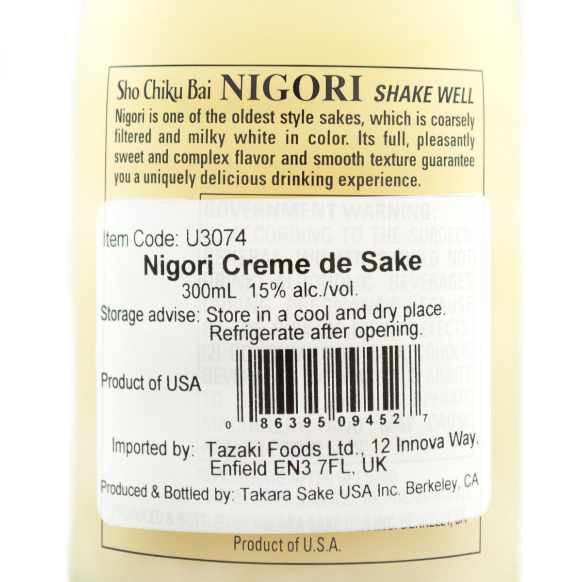 Shochikubai Nigori Creme de Sake (Cloudy Sake) 300ml 15% – Yutaka