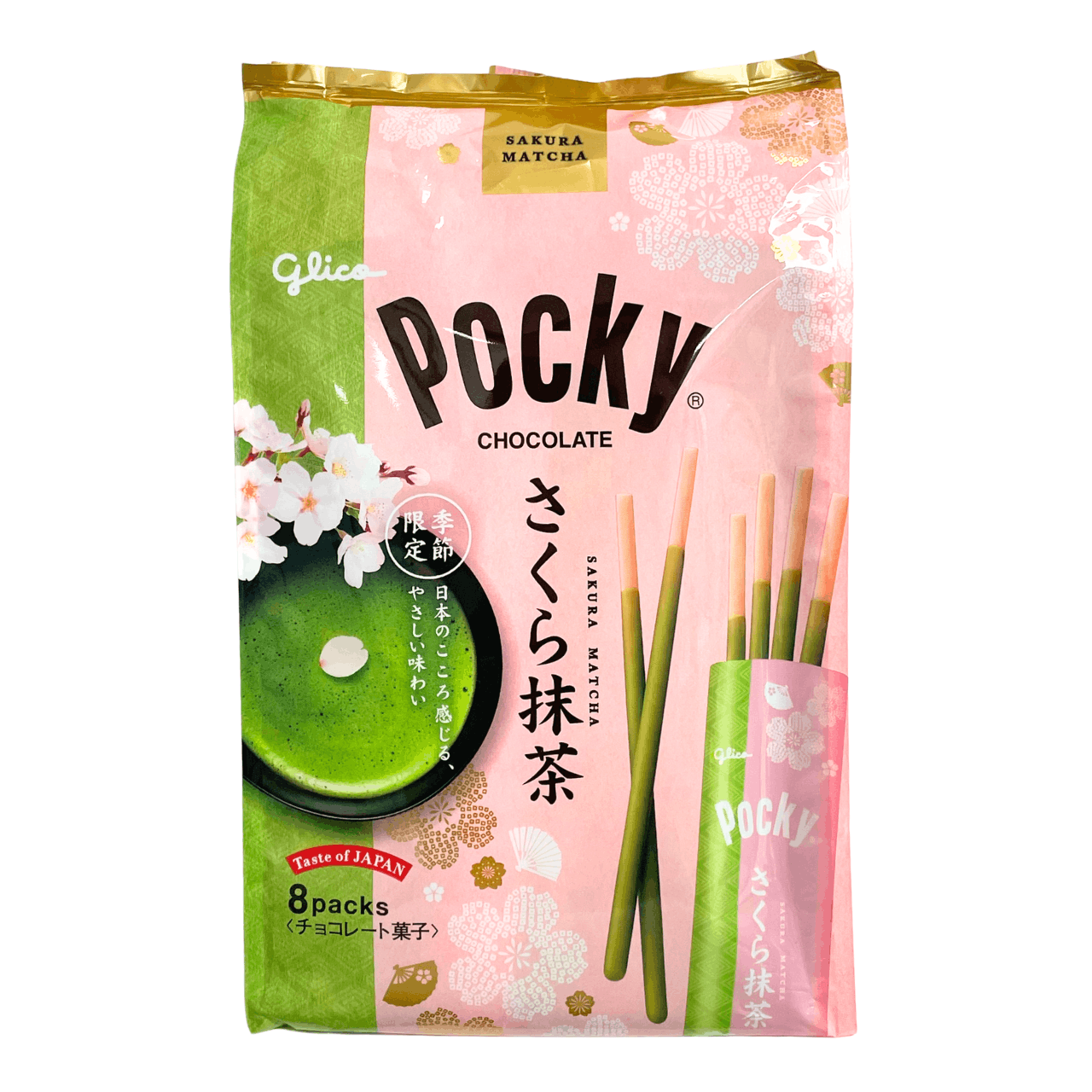 グリコ ポッキー 桜抹茶味　(8入) 101.6g