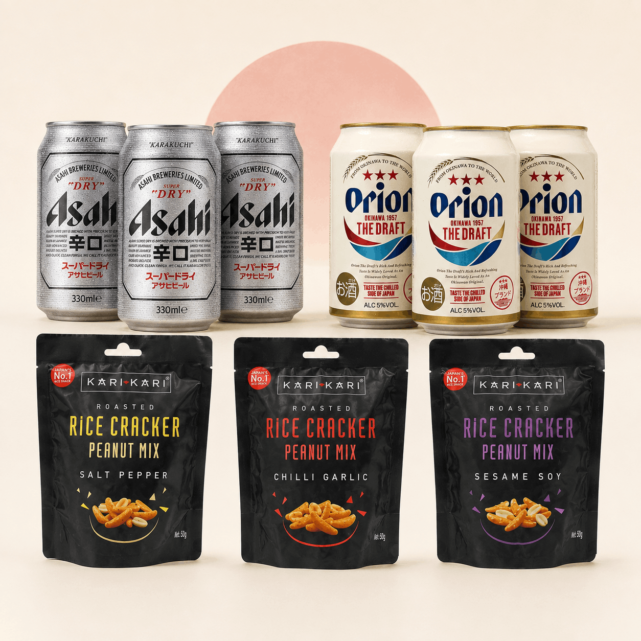 Japanese Beer & Snack Set - Orion Beer & Asahi Super Dry