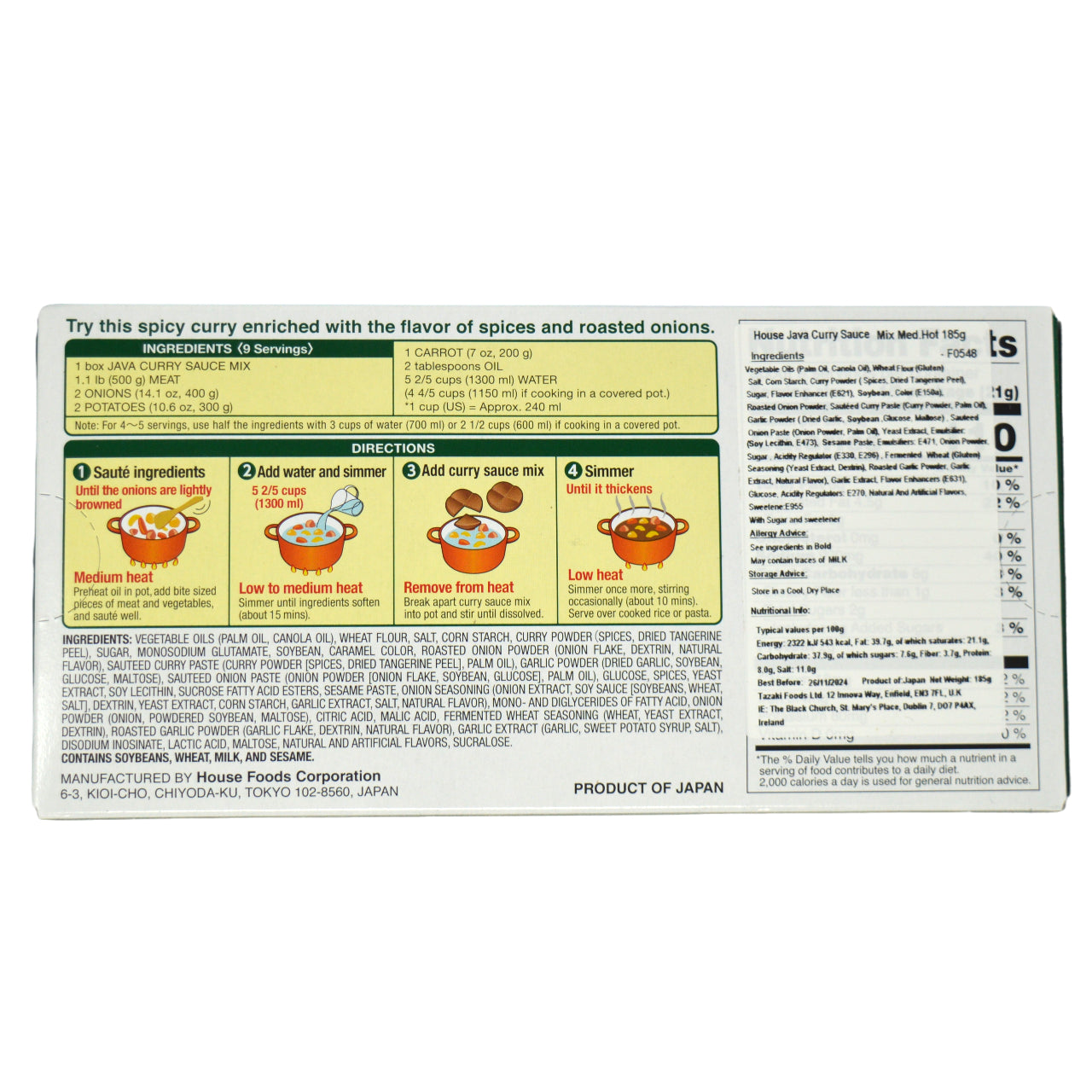 House Java Curry Sauce Mix Med.Hot 185g – Yutaka Shop Online