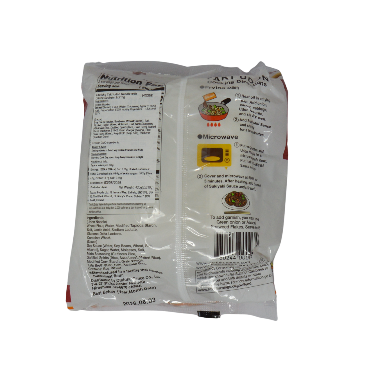 Otafuku Yaki Udon Noodle with Sauce Sachets 2x210g