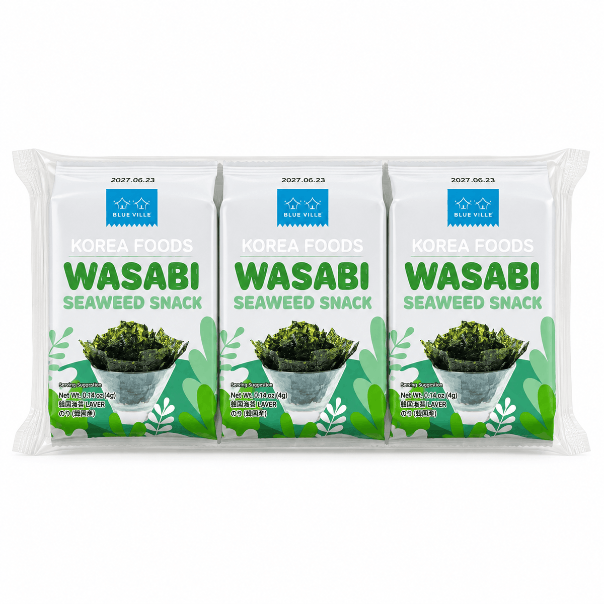 Blueville Wasabi Seaweed Snack 3x4g