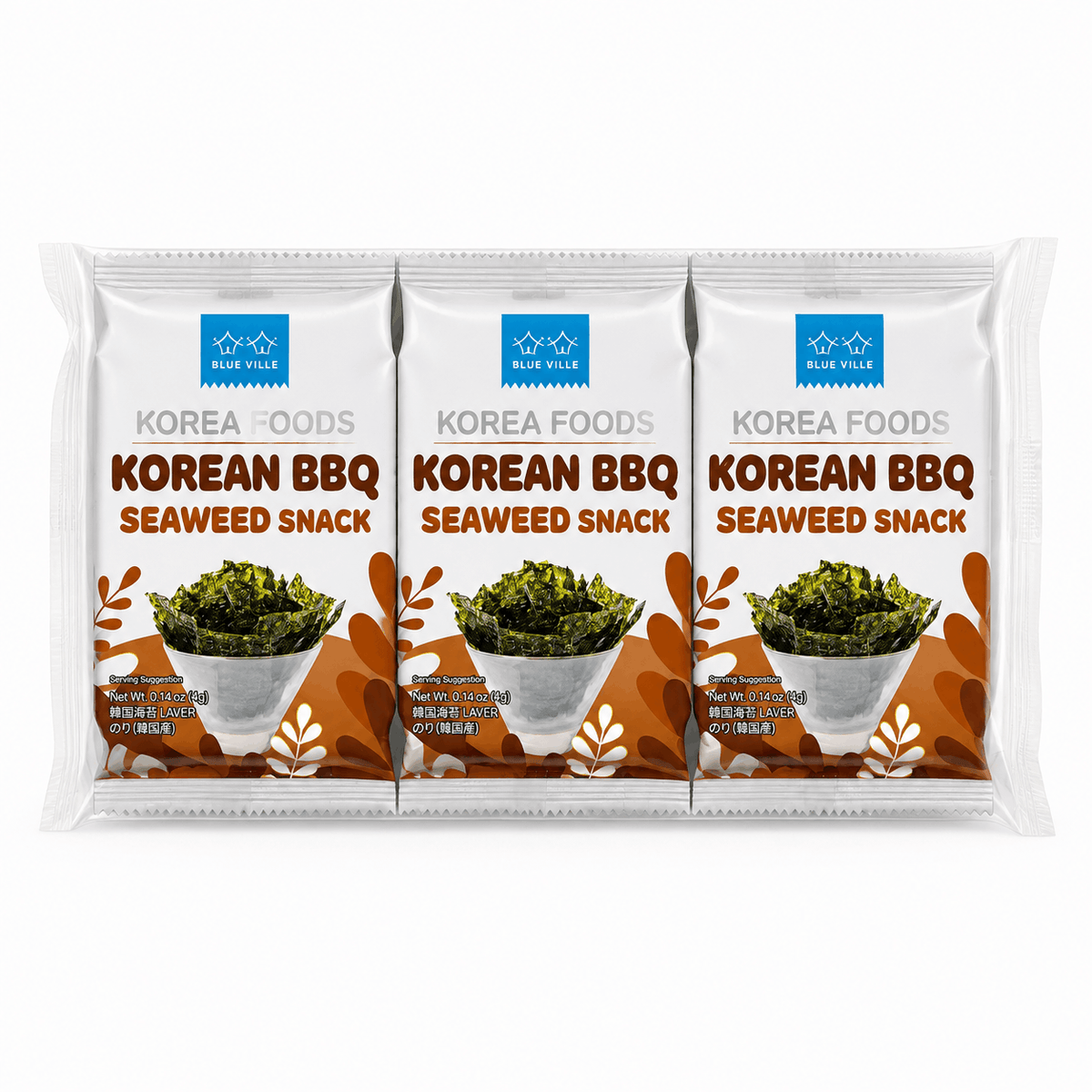 Blueville Korean BBQ Seaweed Snack 3x4g
