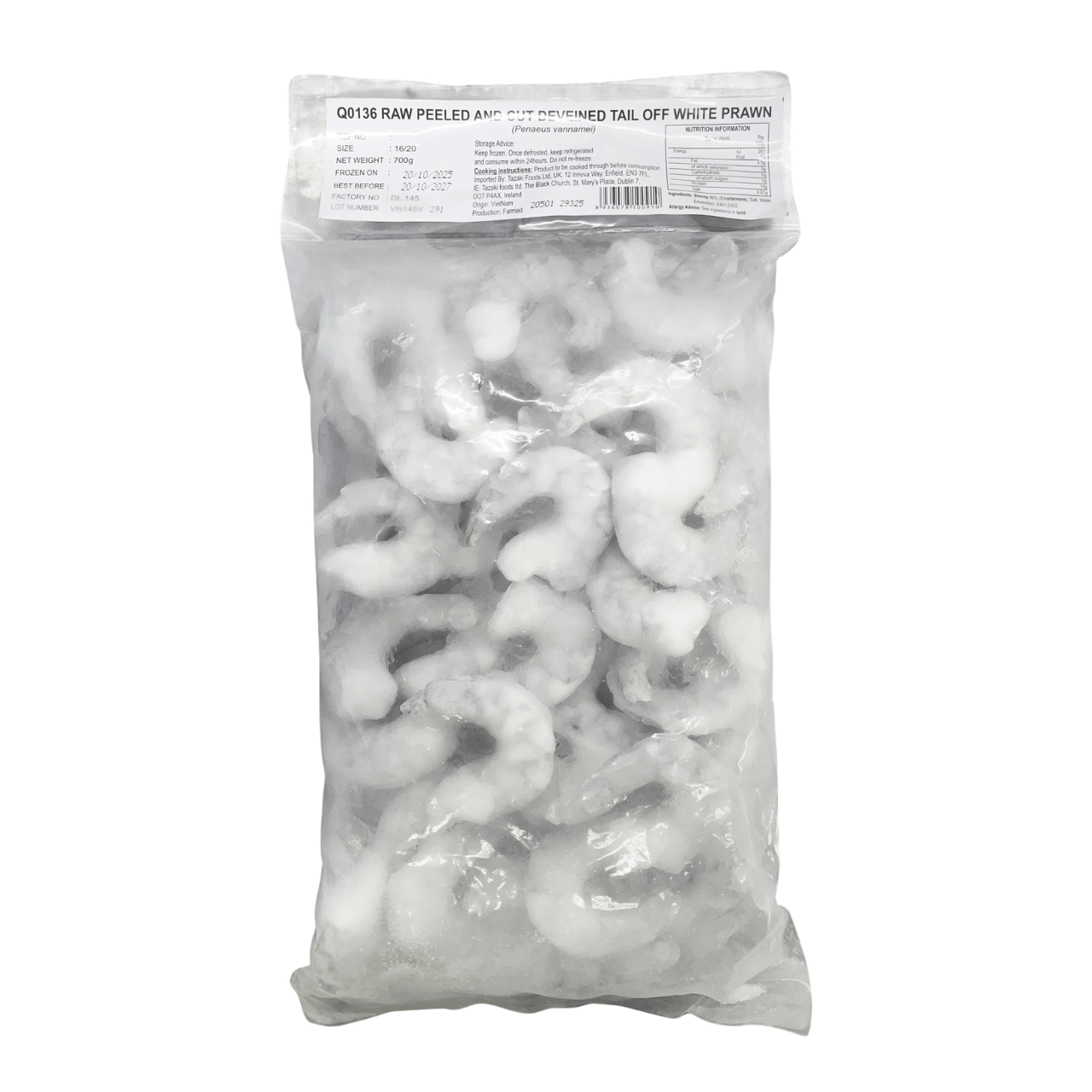Vannamei Shrimp 16/20 Raw P&D Tail off 700g