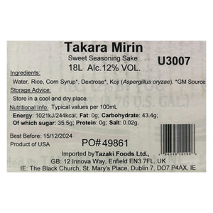 Takara Hon Mirin -Sweet Seasoning 12% 18L