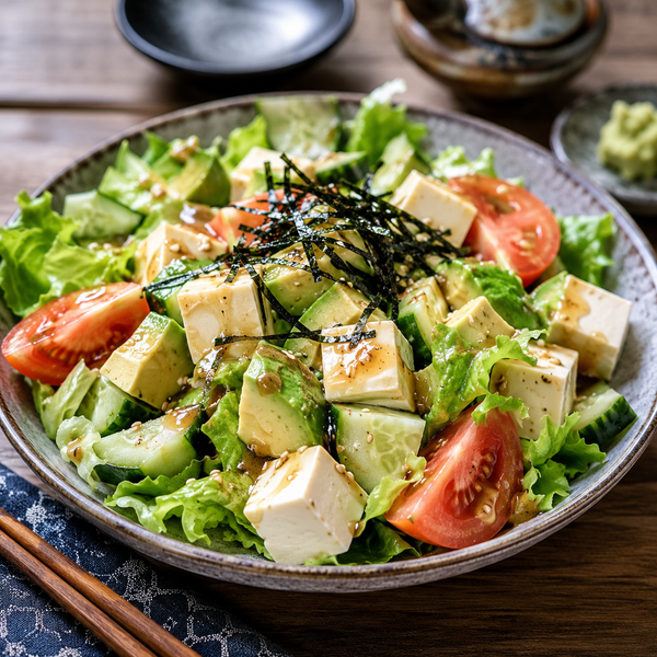 Easy Japanese Tofu Salad Recipe with Wasabi Soy Dressing