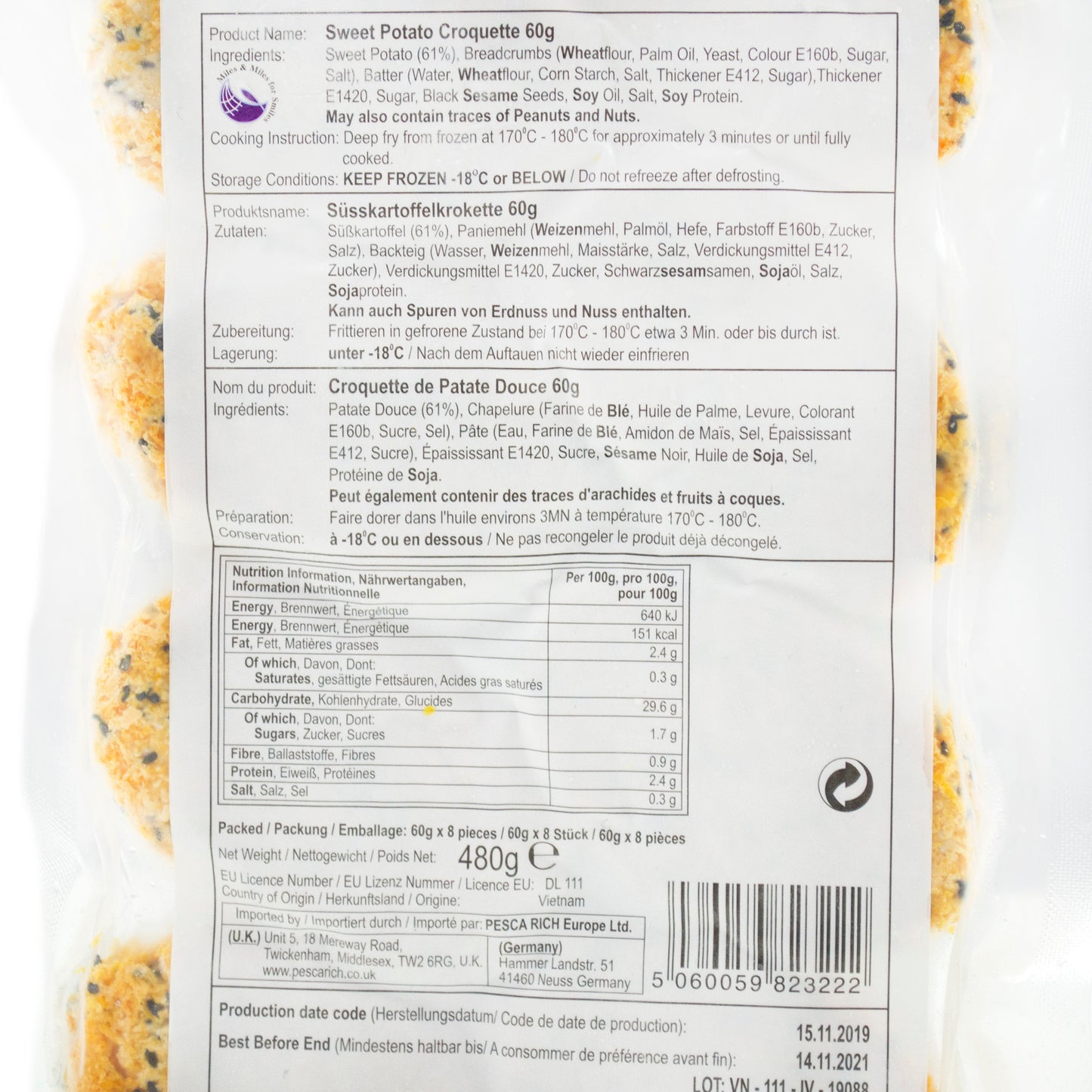 Sweet Potato Croquette 8x60g