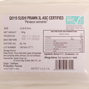 Sushi Prawn 3L ASC certified 30pc