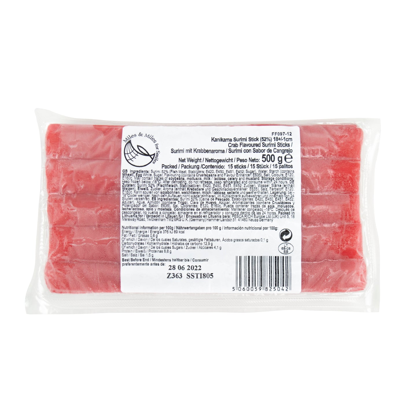 Premium Kanikama Sticks - Crab Flavoured Surimi Sticks 18cm 500g