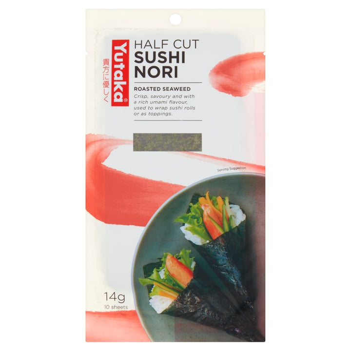 Yutaka Sushi Nori Half Cut Roasted Seaweed 14g (10 Sheets)